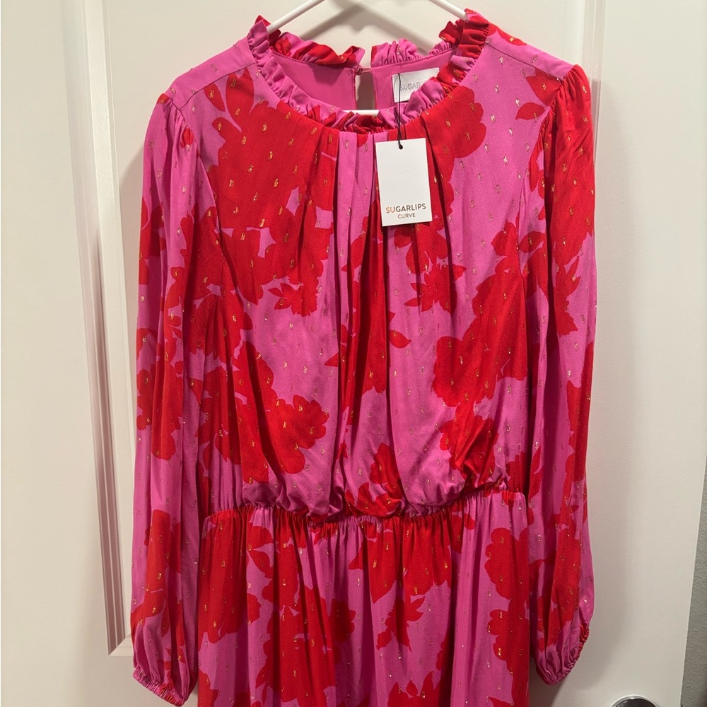 Sugarlips Pink and Red Ruffle Dress
